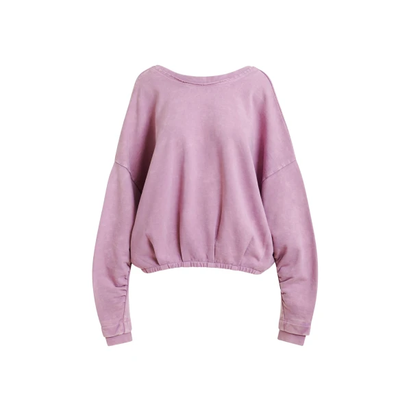 Essentiel Antwerp Purple cropped cotton sweatshirt with wrapback detail Top