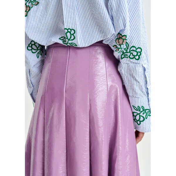 Essentiel Antwerp Purple faux leather midi skirt, view 6