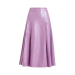 Essentiel Antwerp Purple faux leather midi skirt