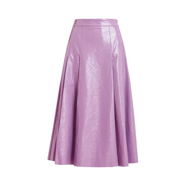 Purple faux leather midi skirt