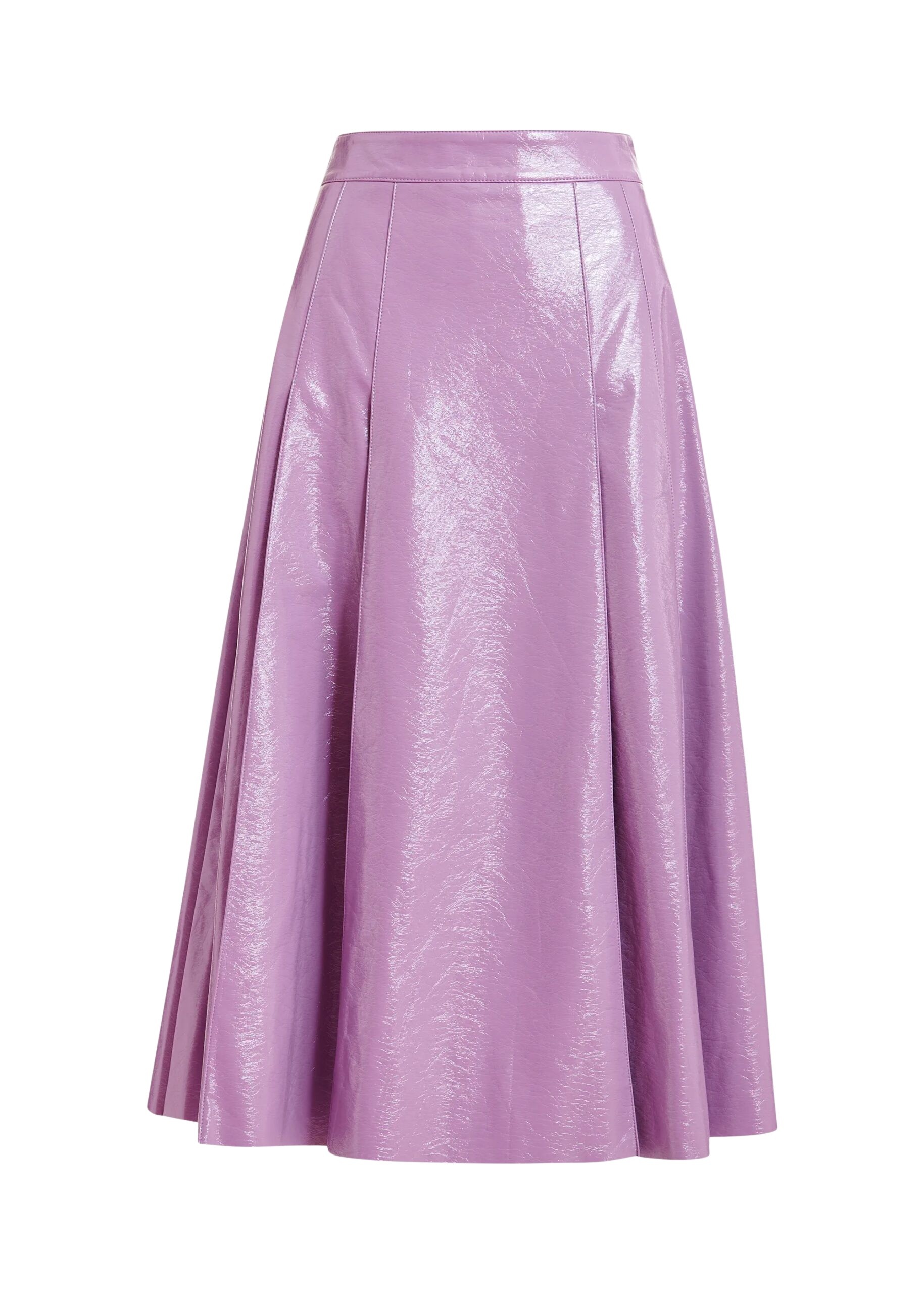 Purple faux leather midi skirt