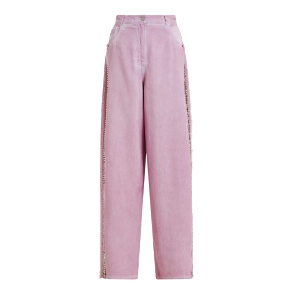 Essentiel Antwerp Purple high-rise wide-leg jeans with embellished side trims
