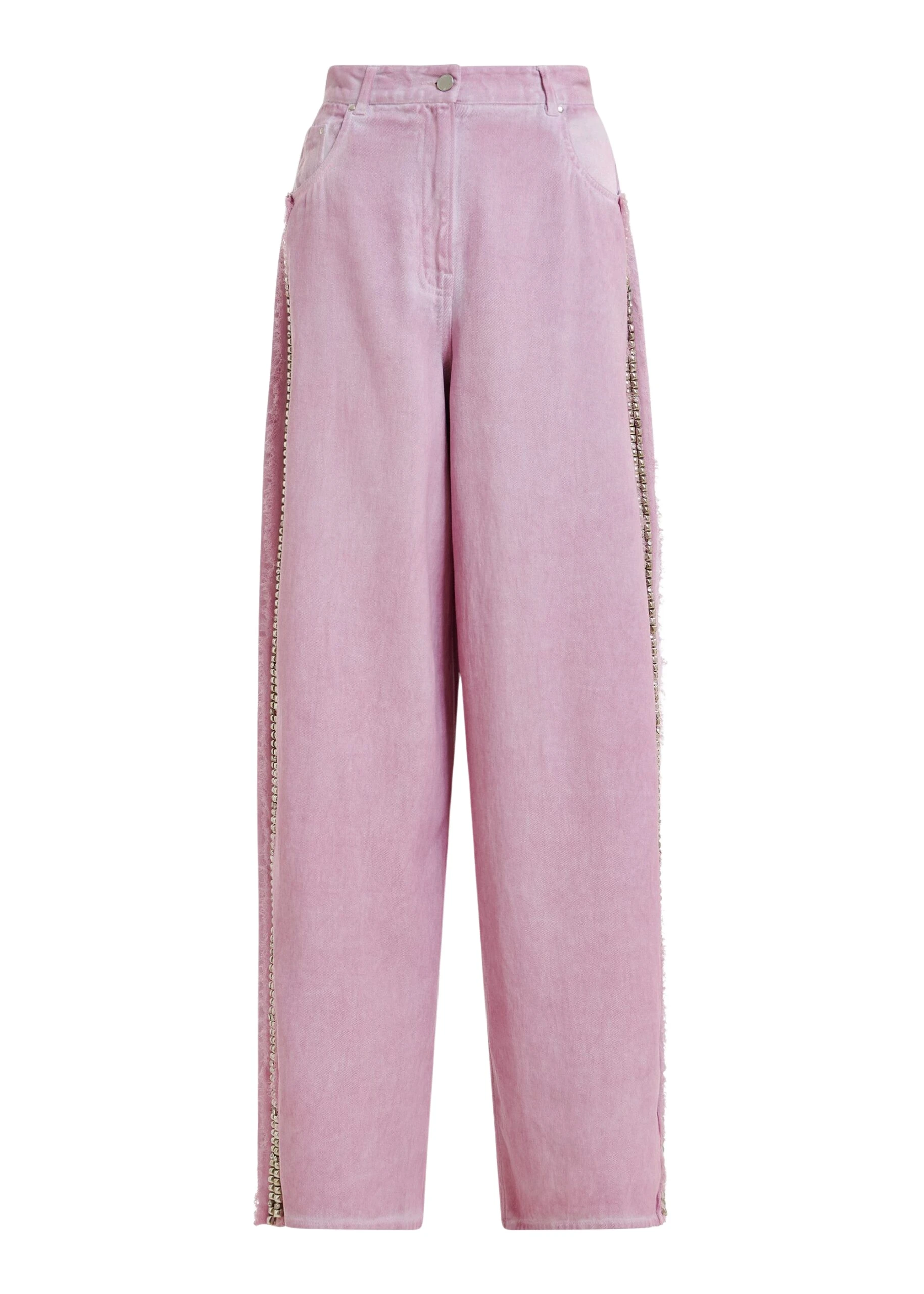 Essentiel Antwerp Purple high-rise wide-leg jeans with embellished side trims
