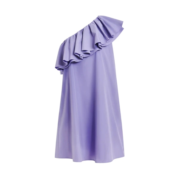 Essentiel Antwerp Purple one-shoulder mini dress with ruffle details