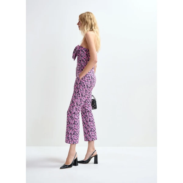 Essentiel Antwerp Purple, pink and black bustier top with bow, view 6