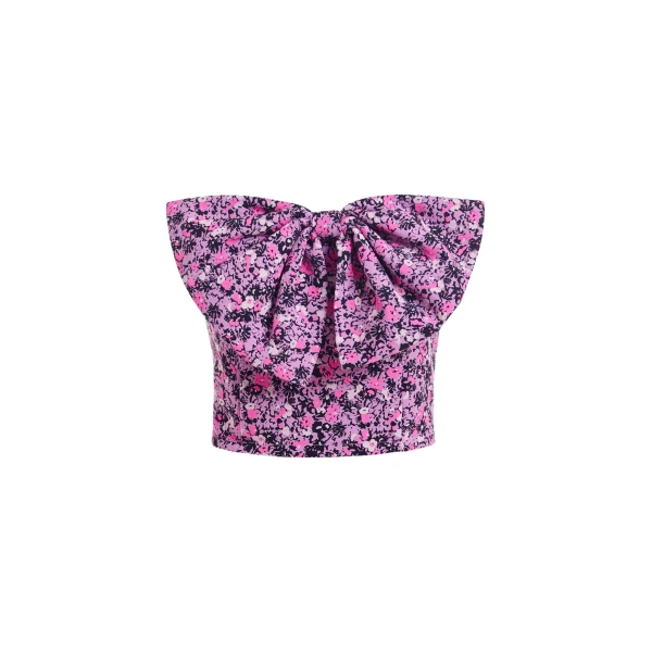 Essentiel Antwerp Purple, pink and black bustier top with bow