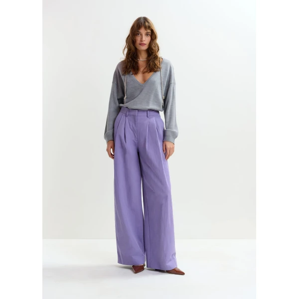 Essentiel Antwerp Purple pleated wide-leg pants, view 2