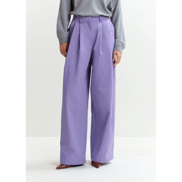 Essentiel Antwerp Purple pleated wide-leg pants, view 3