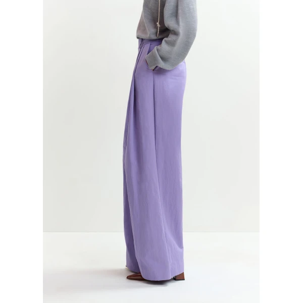 Essentiel Antwerp Purple pleated wide-leg pants, view 4