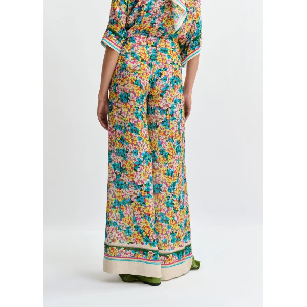 Essentiel Antwerp Purple, red and multicolor silk-blend floral print wide-leg pants, view 5