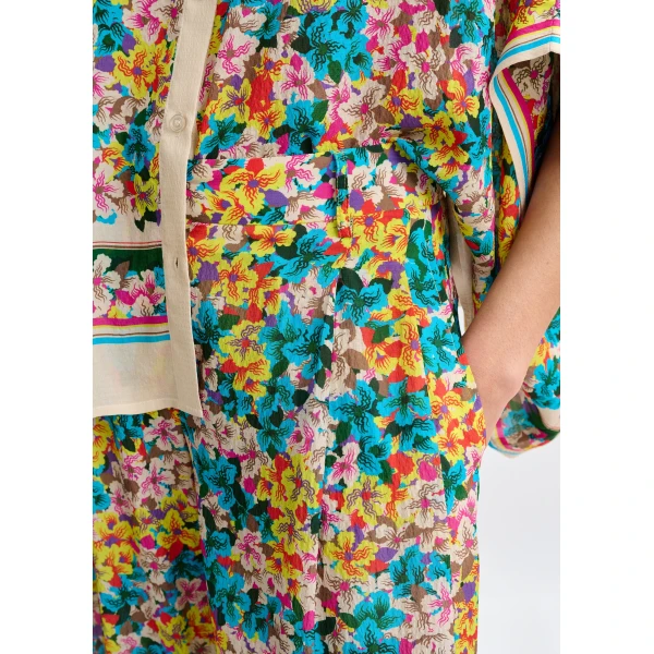 Essentiel Antwerp Purple, red and multicolor silk-blend floral print wide-leg pants, view 6