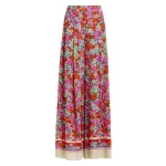 Essentiel Antwerp Purple, red and multicolor silk-blend floral print wide-leg pants