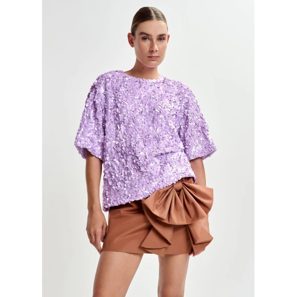 Essentiel Antwerp Purple sequin-embellished top, view 3