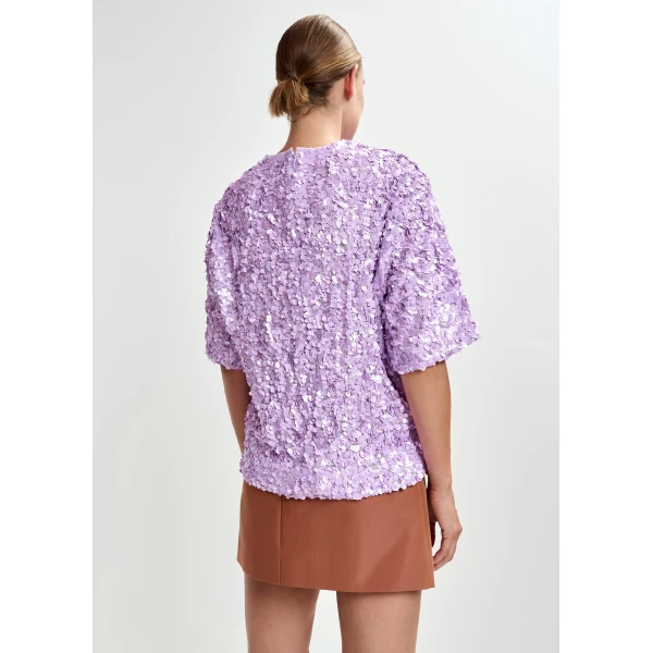 Essentiel Antwerp Purple sequin-embellished top, view 4