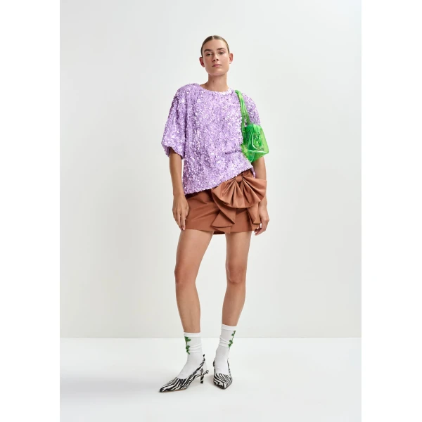 Essentiel Antwerp Purple sequin-embellished top, view 5