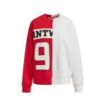 Essentiel Antwerp Red and white split-panel appliquéd cotton sweatshirt Top