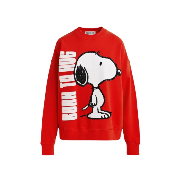 Red cotton sweatshirt with Peanuts™ Snoopy motif