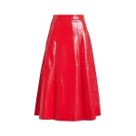 Essentiel Antwerp Red faux leather midi skirt