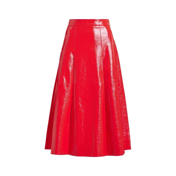 Essentiel Antwerp Red faux leather midi skirt