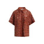 Essentiel Antwerp Rust sequin-embellished short-sleeve shirt
