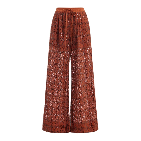 Essentiel Antwerp Rust sequin-embellished wide-leg pants