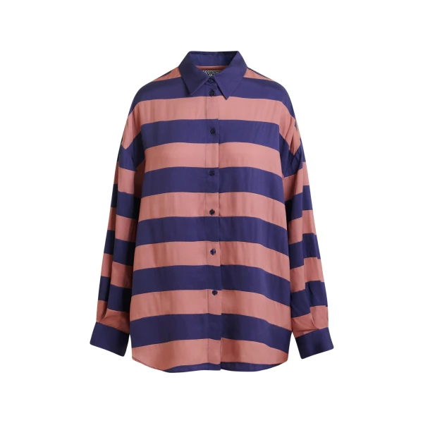 Essentiel Antwerp Vintage pink and purple oversized striped shirt