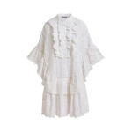 Essentiel Antwerp White broderie anglaise cotton mini dress with ruffled trims