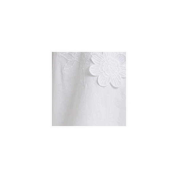 Essentiel Antwerp White cotton shirt with appliqué flowers, view 2