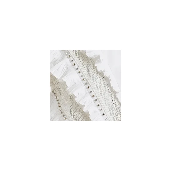 Essentiel Antwerp White embellished sleeveless cotton shirt with ruffle details, view 2