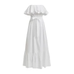Essentiel Antwerp White strapless cotton maxi dress with ruffles