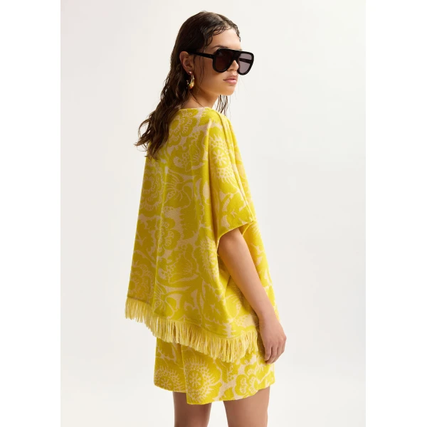 Essentiel Antwerp Yellow floral jacquard cotton-blend shorts with drawstring waist, view 6