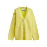 Essentiel Antwerp Yellow knit cardigan with tonal flower buttons