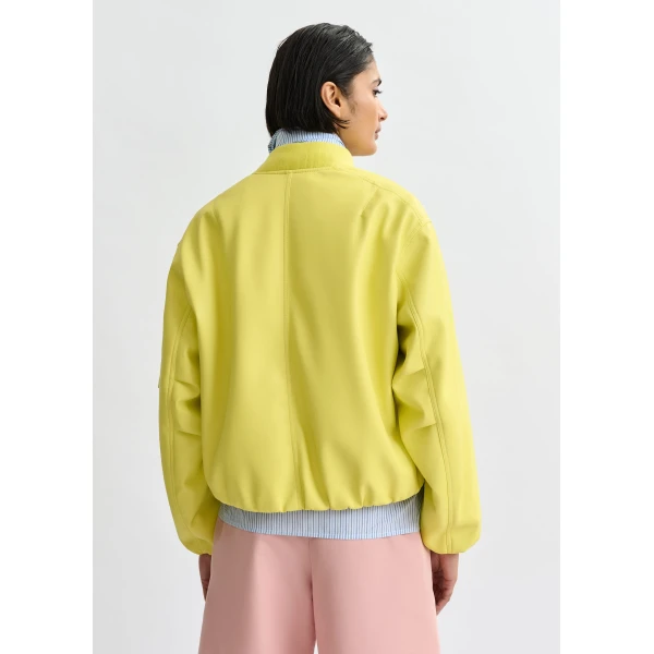 Essentiel Antwerp Yellow oversized cropped bomber jacket, view 5