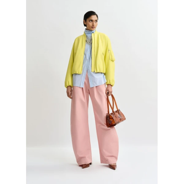 Essentiel Antwerp Yellow oversized cropped bomber jacket, view 6