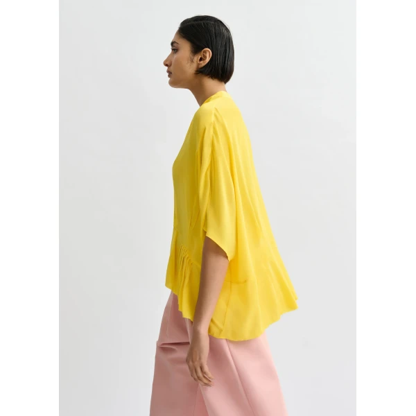 Essentiel Antwerp Yellow oversized top with peplum hemline, view 4