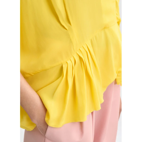 Essentiel Antwerp Yellow oversized top with peplum hemline, view 6