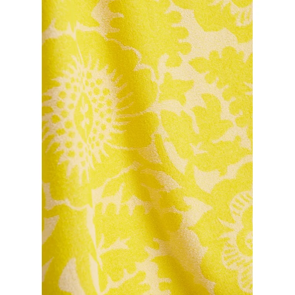Essentiel Antwerp Yellow textured floral jacquard cotton-blend top with fringed trims, view 6