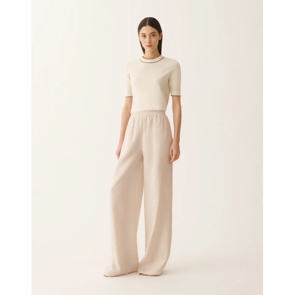 Fabiana Filippi Amelia Jogging Pants in Natural Linen Fabric, view 3