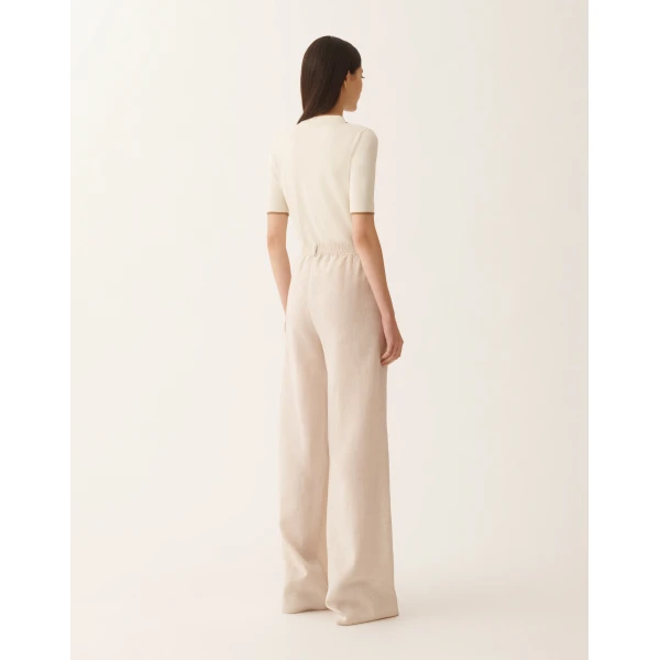 Fabiana Filippi Amelia Jogging Pants in Natural Linen Fabric, view 4