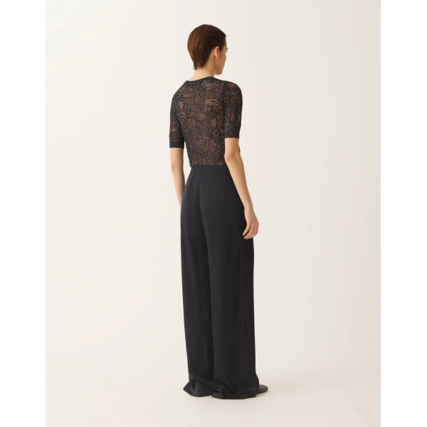 Fabiana Filippi Amelia Trousers in Midnight Blue Enver Satin, view 4