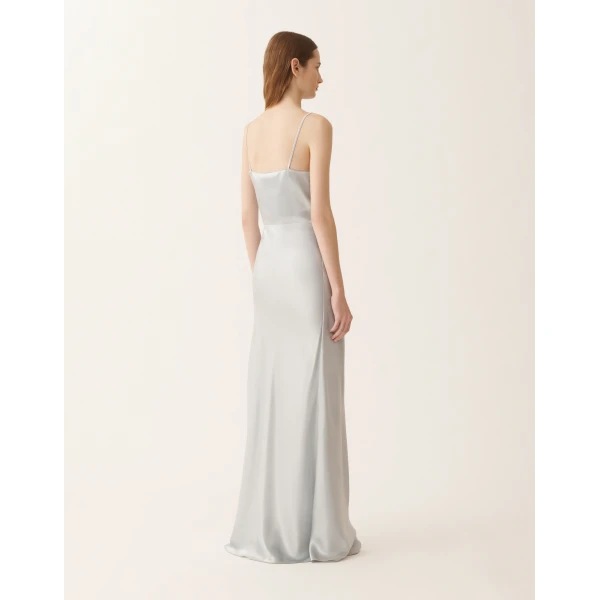 Fabiana Filippi Asymmetric Skirt in Aqua Satin, view 4