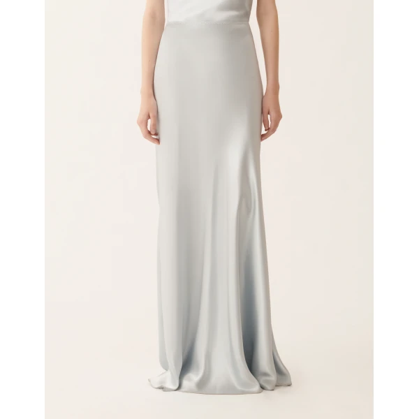 Fabiana Filippi Asymmetric Skirt in Aqua Satin, view 5