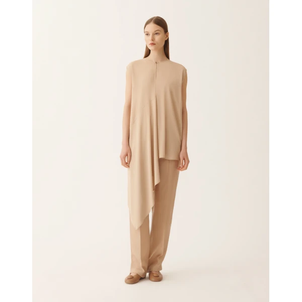 Fabiana Filippi Asymmetric Top in Crepe de Chine, Maple, view 3