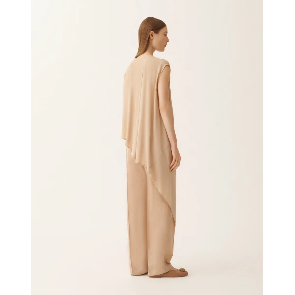 Fabiana Filippi Asymmetric Top in Crepe de Chine, Maple, view 4