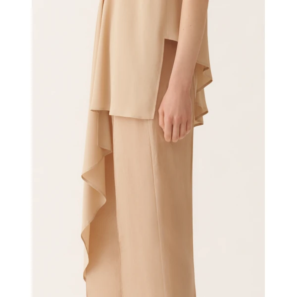 Fabiana Filippi Asymmetric Top in Crepe de Chine, Maple, view 5