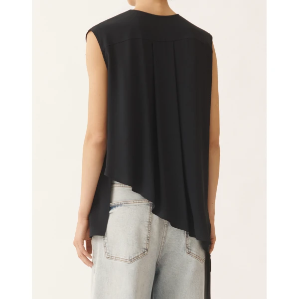 Fabiana Filippi Asymmetrical Top in Midnight Blue Crepe de Chine, view 5