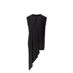 Fabiana Filippi Asymmetrical Top in Midnight Blue Crepe de Chine