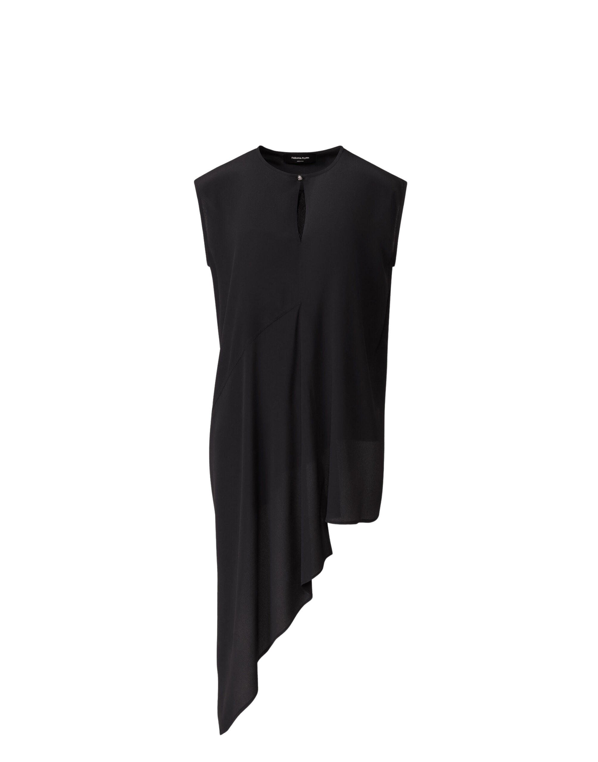 Fabiana Filippi Asymmetrical Top in Midnight Blue Crepe de Chine