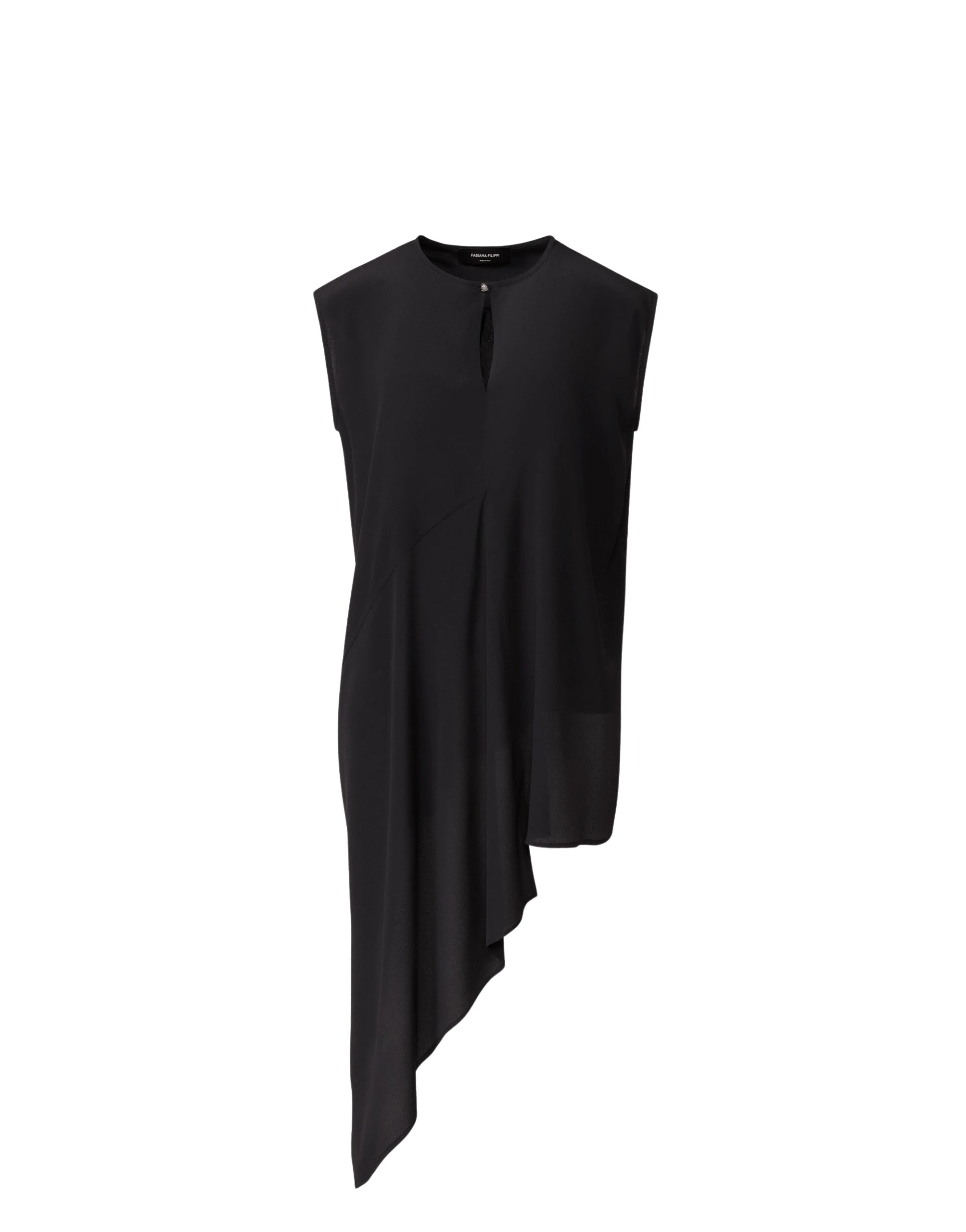 Fabiana Filippi Asymmetrical Top in Midnight Blue Crepe de Chine
