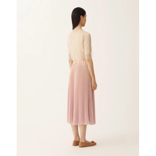 Fabiana Filippi Bicolor Pleated Satin Skirt in Pink, view 4